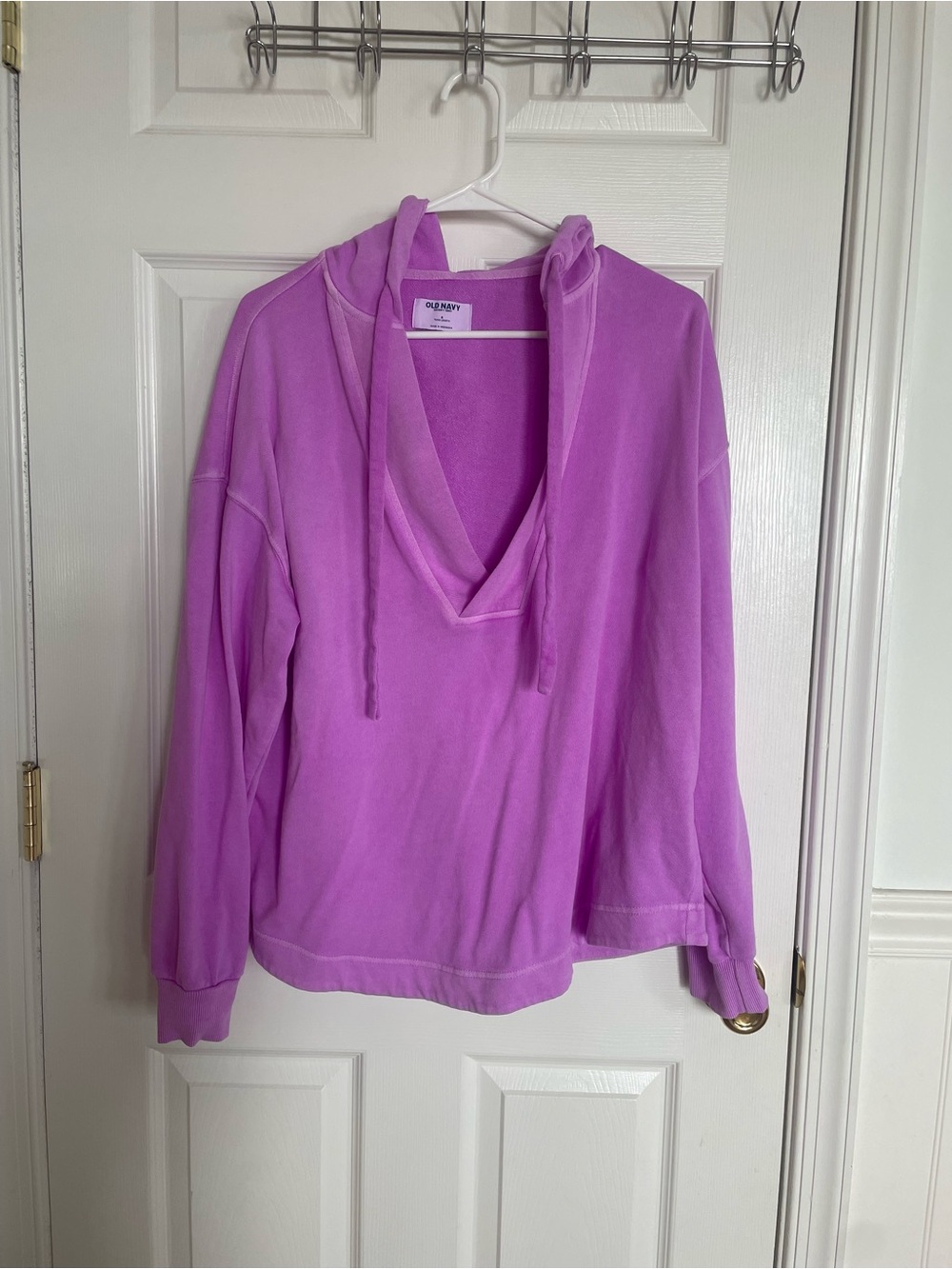 Old Navy Lilac V-Neck Drawstring Hoodie